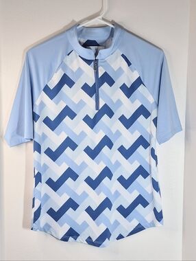 Sport Haley Women's Golf Top Geometric Pattern Mock Neck Stretchy Size M